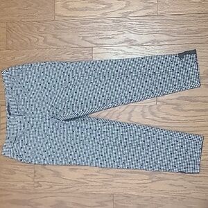 Talbots Pants Gingham Polka Dot Stretch Ankle Pants Black White Bow‎ Tie Hem 6P
